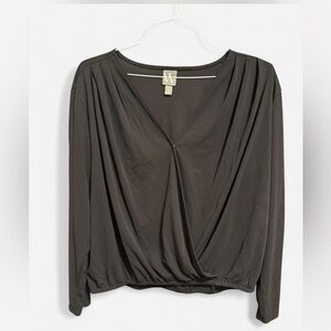 Worthington Black Draped Blouse